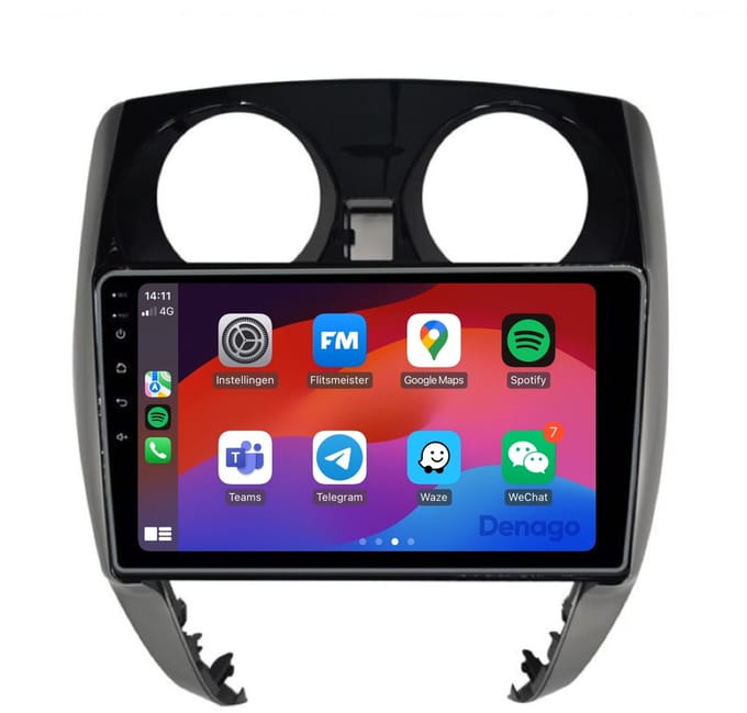 CarPlay autoradio geschikt voor Nissan Note (2013 t/m 2017) | 9 inch | Android 13 | Draadloos Apple CarPlay & Android Auto | 2GB + 32GB | QuadCore processor | Denago DNG-A140 | 2025 model | 2013 2014 2015 2016 2017 | Bluetooth & Wifi
