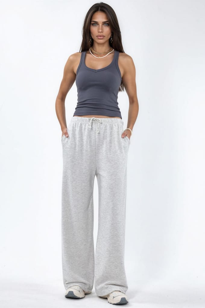 Dames Sweatpants van Katoenmix met Rechte Pijpen