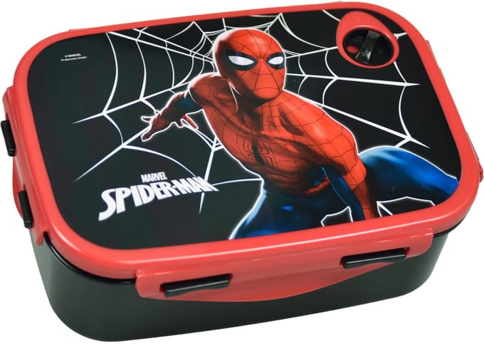 Spiderman - Marvel - Black Edition Brooddoos - Lunchbox - Snackbox - Sandwich box. Afm: 17 cm x 12 cm x 7 cm.