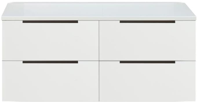 Seville Badmeubelset 120 cm - 4 Laden - Wastafelblad Wit Hoogglans Edge Greep