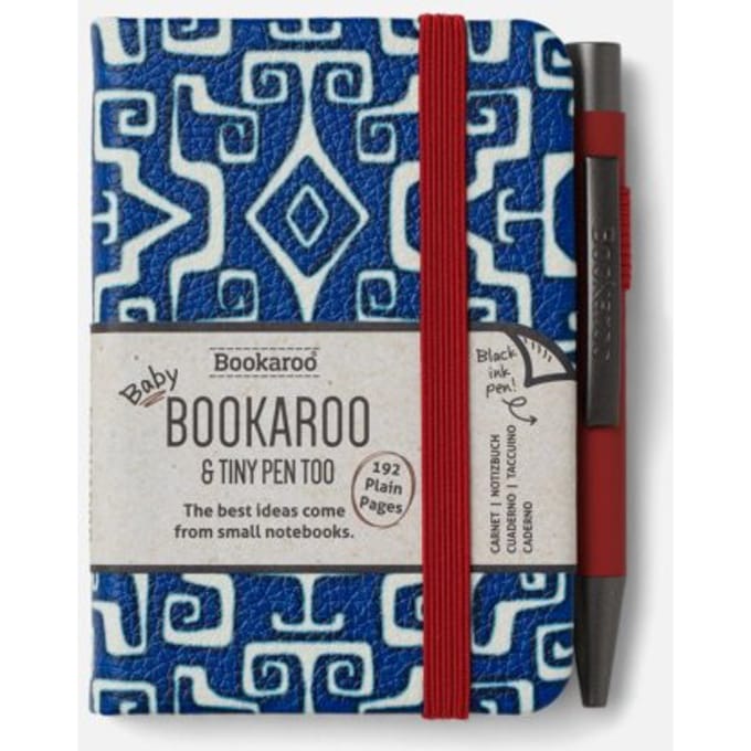 Bookaroo A7 Notebook & Pen - Navy & Dark Red - Aztec