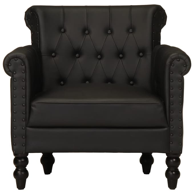 vidaXL - Fauteuil - echt - geitenleer - zwart