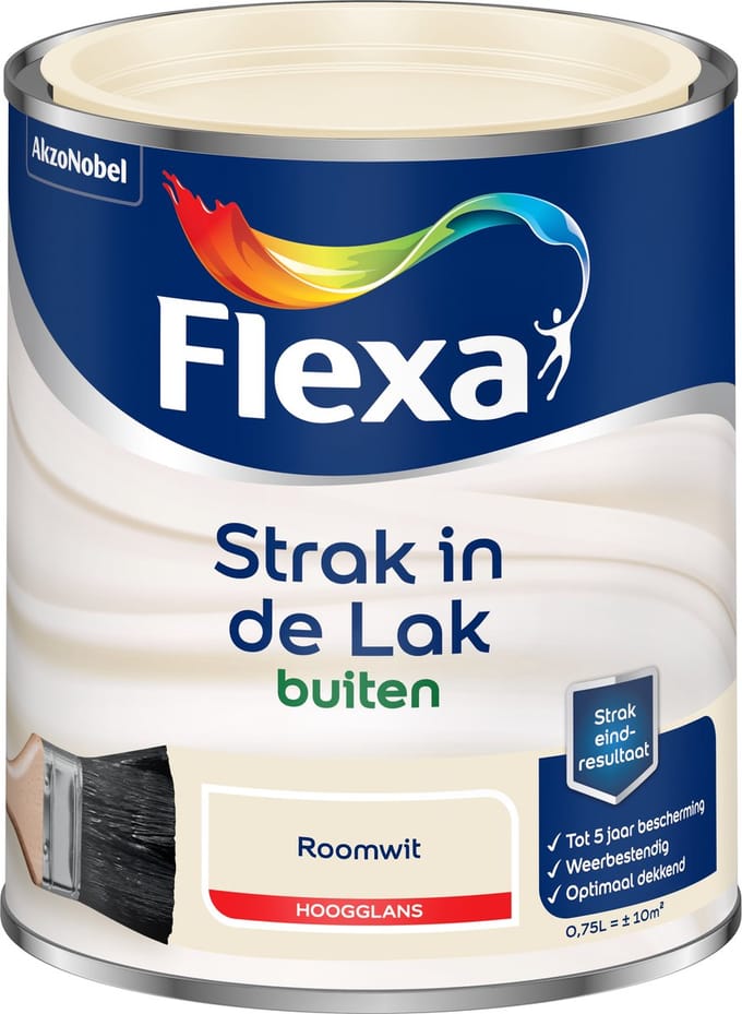 Flexa - Strak In De Lak Buitenlak Hoogglans - Roomwit - 750 Ml