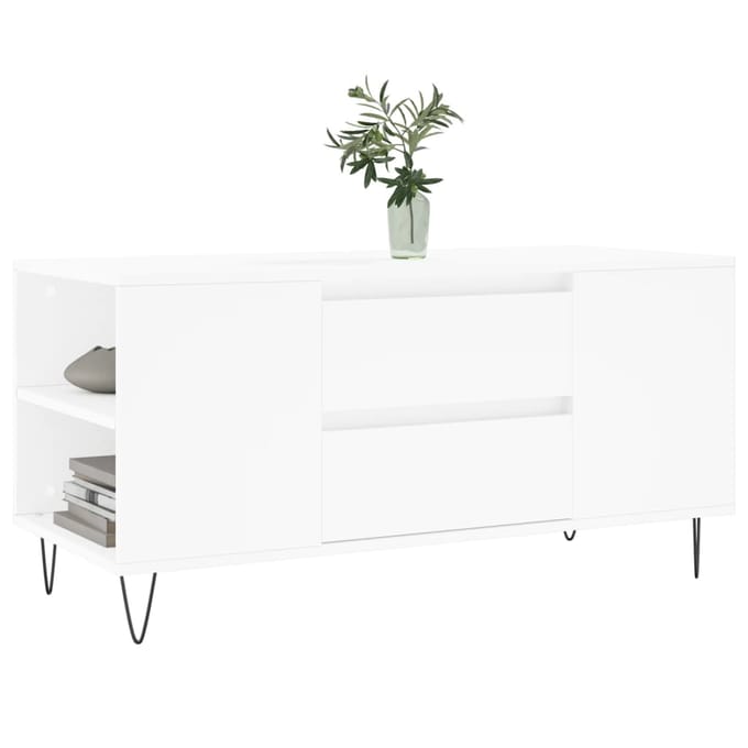 vidaXL - Salontafel - 102x44,5x50 - cm - bewerkt - hout - wit
