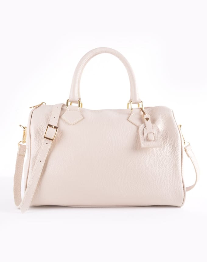 Giuliano lederen bowlingtas Giselle - Made in italy - beige