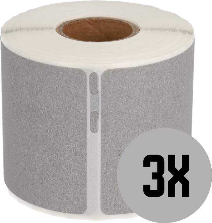 DULA Dymo kompatible Etiketten, S0722430 99014, 101 x 54 mm, Silber, Permanent, 3 Rollen, 220 Etiketten pro Rolle