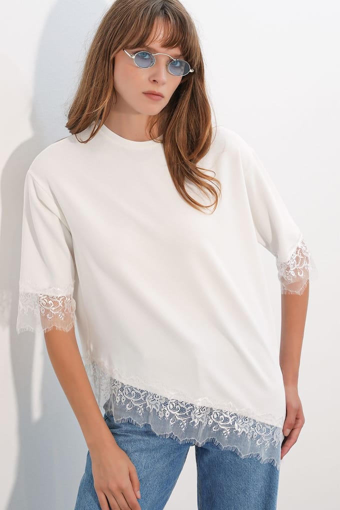 Overmaatse Kanten Gebreide Blouse