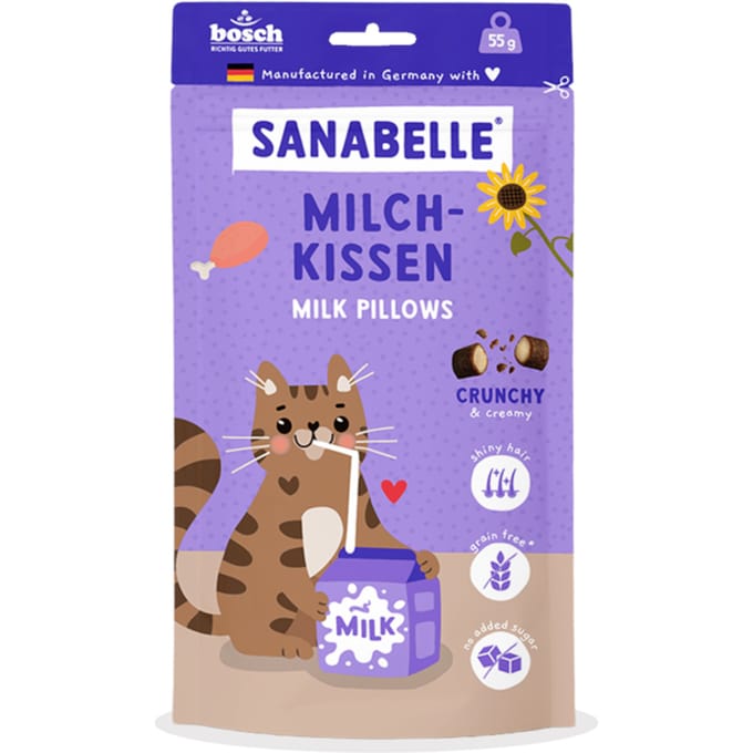 Sparpaket: 7x55g Sanabelle Milchkissen Katzensnacks