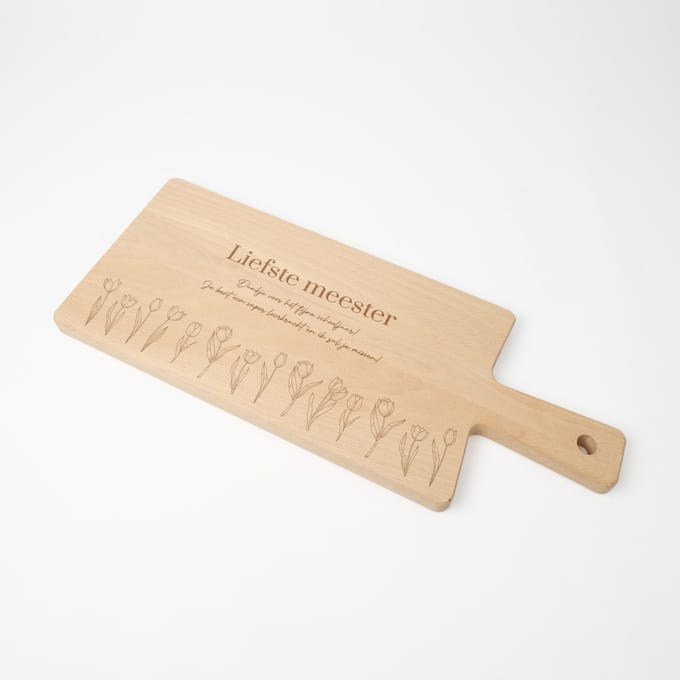 Tapasplankje hout - Serveerplankje - Cadeau meester - Cadeau meester einde schooljaar - Meester bedankt - Tulpen