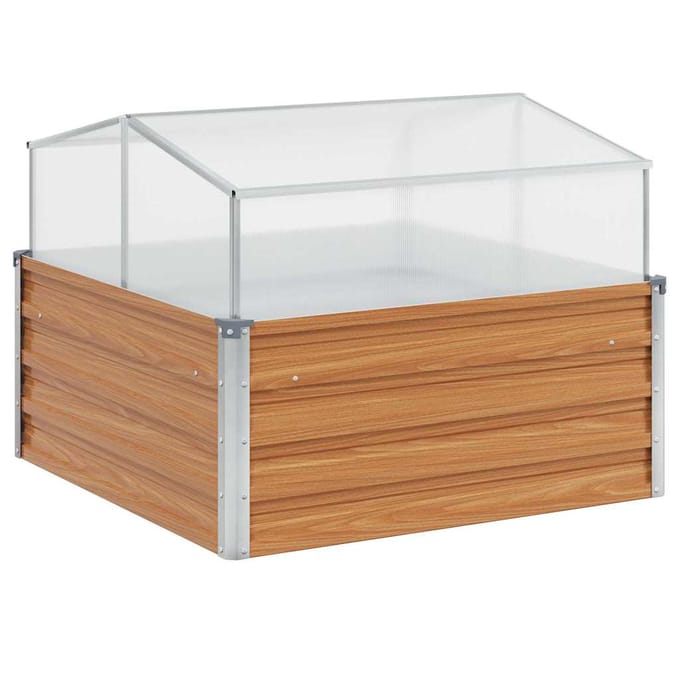 vidaXL Tuinplanter met kas Licht Bruin 100 x 100 x 77 cm