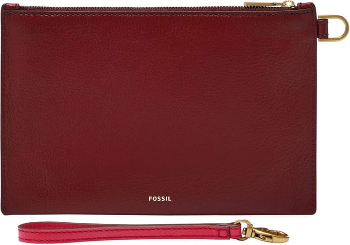 FOSSIL polstasje accessoiretas Wristlet Red Velvet wijnrood