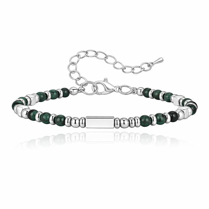 LGT JWLS Stalen Kralenarmband Groen Met Balkje