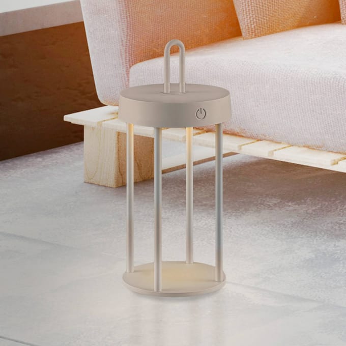JUST LIGHT. GmbH JUST LIGHT. LED tafellamp Anselm grijs-beige 28cm ijzer