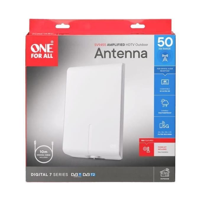 One For All SV 9455-5G Passive DVB-T/T2-Flachantenne Außenbereich Weiß