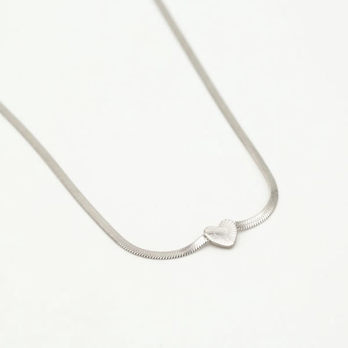 Bijoutheek Ketting Hart Slang Schakel Zilver
