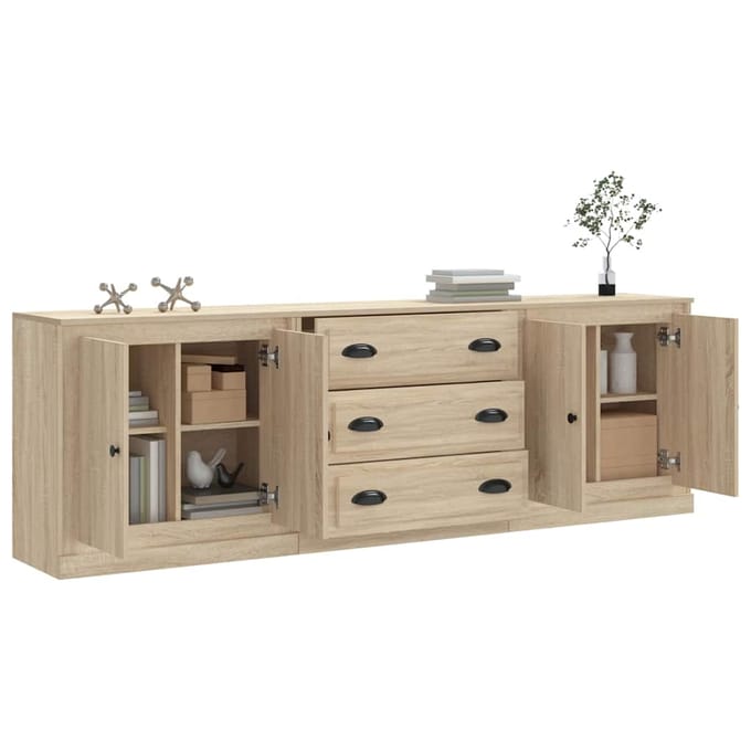 vidaXL - Dressoirs - 3 - st - bewerkt - hout - sonoma - eiken