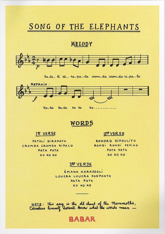 Babar's Song Of The Elephants (Babar de Olifant) | Poster | A3: 30 x 40 cm