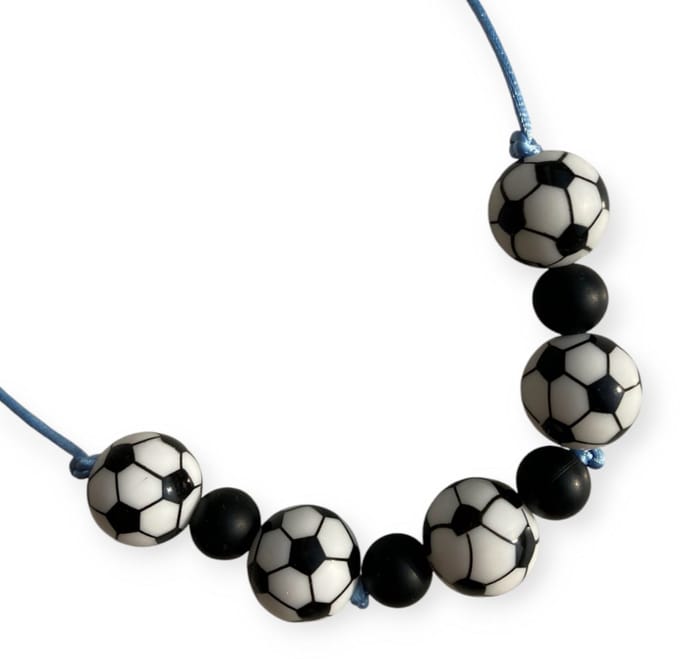Kinderketting | Bijtketting | Voetbal | Zwart | Blauw | Vanaf 3 jaar!