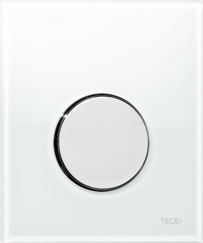 Urinoir Bedieningsplaat TECE Loop Glas Wit 10,4x12,4 cm (met glanzend chromen toets)
