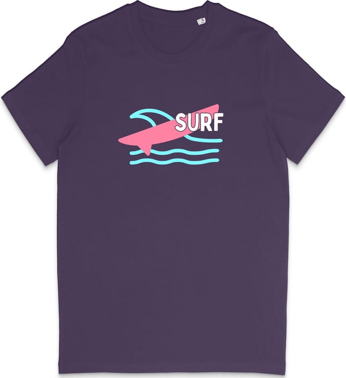 T Shirt Heren Dames - Surf - Grafische Print - Paars - L