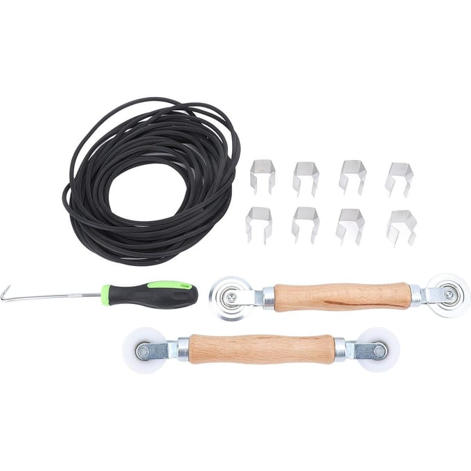 Schermreparatieset Staal Nylon Schermroller 32.8ft Schermrubber 8 stuks Schermklemmen Verwijderhaak 5 black