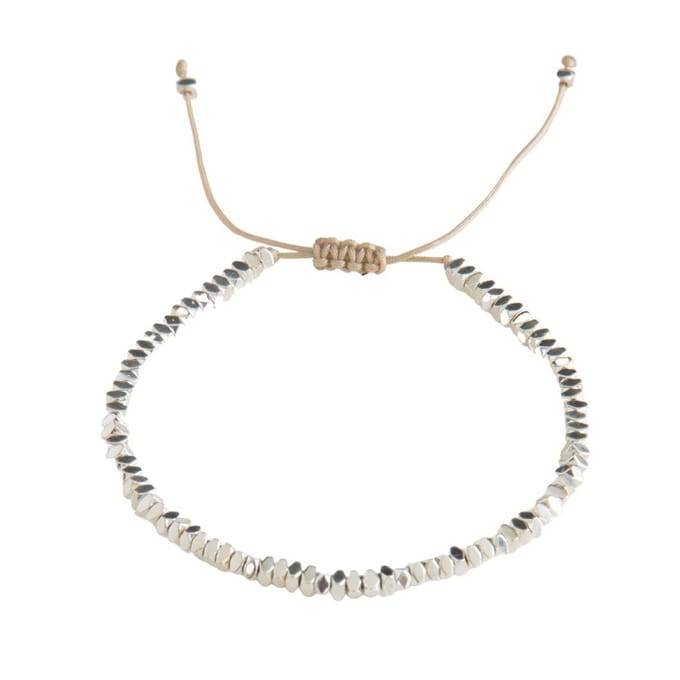 Marama - armband Silver - verstelbaar - zilverkleurige kralen - vegan