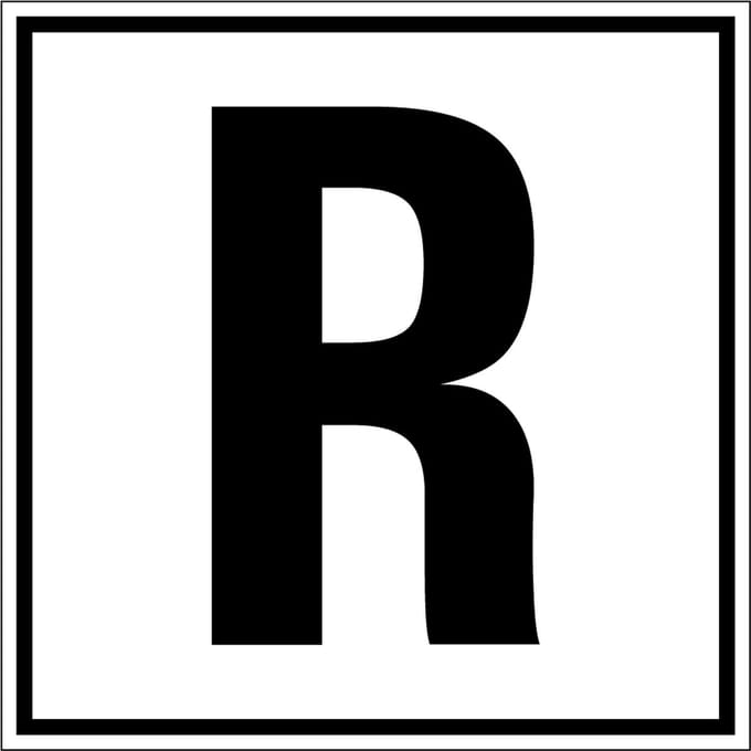 Letter bord A-Z, per stuk Letter R 100 x 100 mm