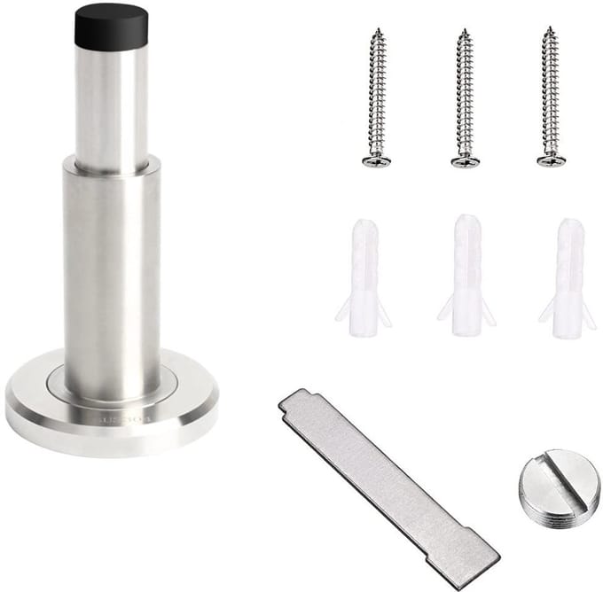 Dailygoods- Deurstopper Verstelbaar 7-10,8cm - Wandmontage - RVS - Rubber Buffer - Duurzaam - Geluiddempend - Wandstopper