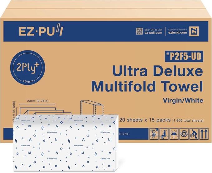 Multifold Handdoekpapier Wit - 2-laags, 15 Pak x 120 Vellen - Extra Grote Vellen