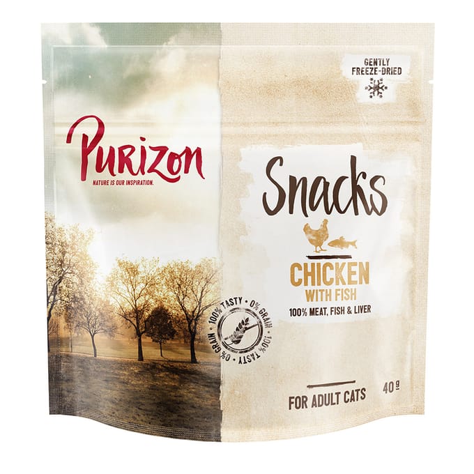 Purizon Original hert met vis - graanvrij Bestel ook snacks: Purizon Snack Kip & Vis - 40 g