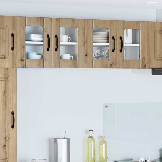 vidaXL - Wandglas - Kasten - LUCCA - Artisanaal - eiken - 60 - x - 31 - x - 40 - cm