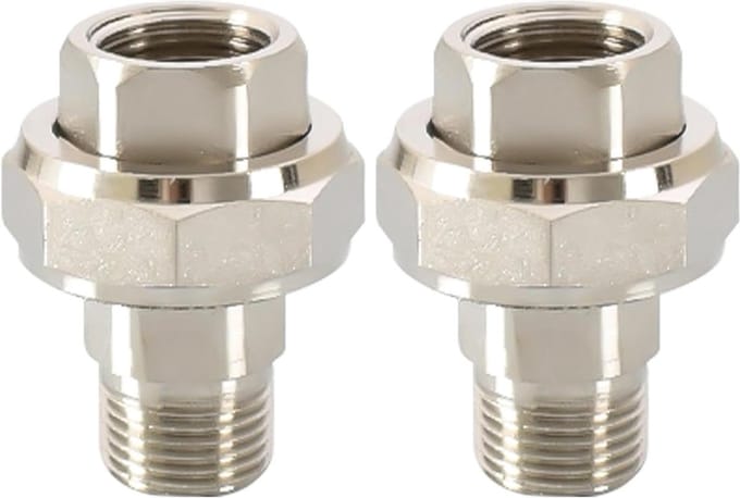 2 stuks messing buitendraad schroefverbindingen 1/2 inch IG x AG conisch afdichtend