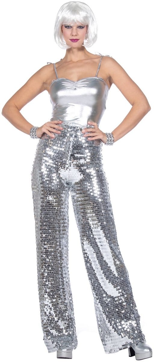 Opvallende Glitter Broek Sylvie Zilver Vrouw