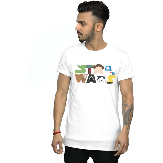 Star Wars Heren Karakter Logo T-Shirt (Wit)