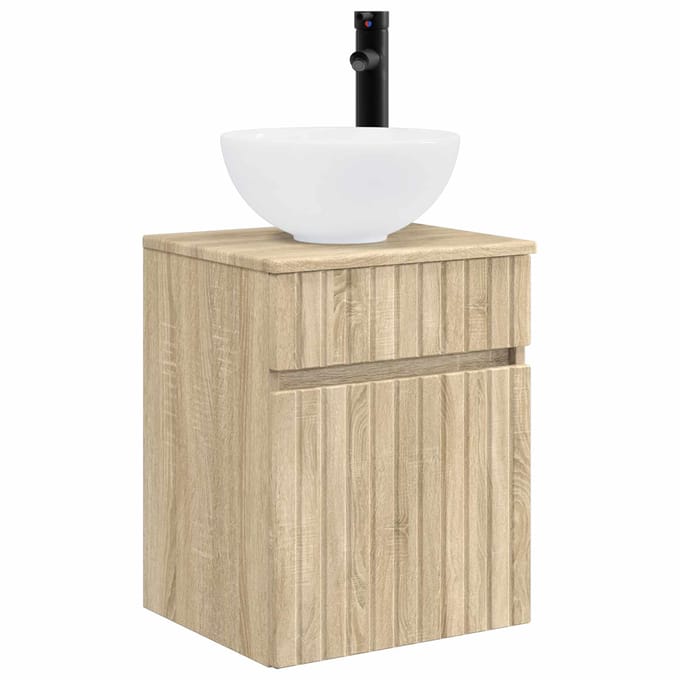 vidaXL - Wandgemonteerde - wastafelmeubel - Sonoma - Eiken - 39 - x - 35 - x - 63 - cm