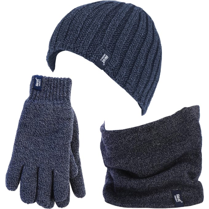 Heat Holders herenhoed, nekwarmer handschoenen set - Marine