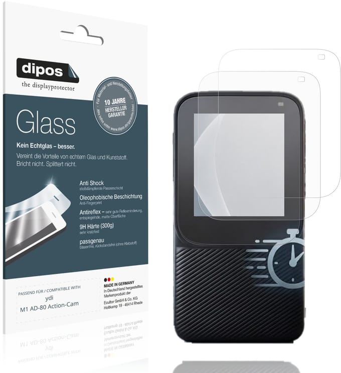 dipos – 2x Matte Pantserfolie geschikt voor ydi M1 AD-80 Action-Cam | 9H Screenprotector