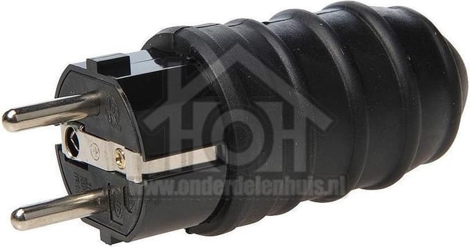 Universeel Stekker 16A 230V RA zwart Rubber 0011017