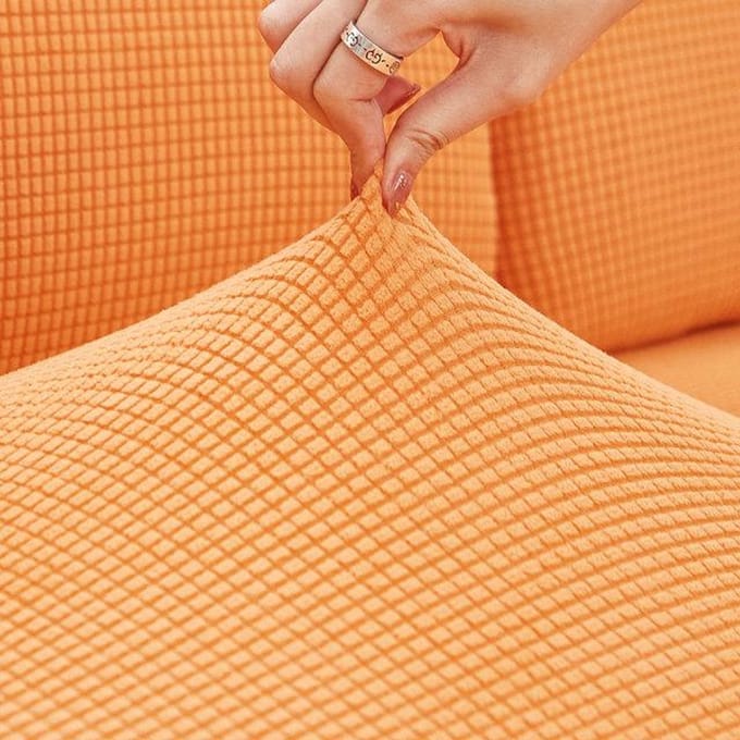 Housse de coussin de canapé d'angle sectionnel en peluche douce, étui de protection de matelas de dossier de siège de canapé, housse élastique pour Chaise Longue 1pc enlarge size-2 orange