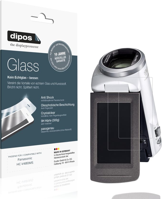 dipos – 2x Pantserfolie geschikt voor Panasonic HC-V480MS | 9H Screenprotector