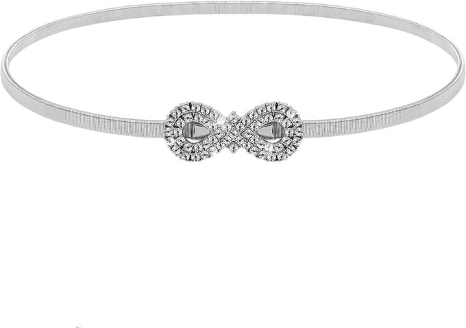 Dunne Gouden Riem voor Dames met Strass Steentjes - Elastische Tailleband voor Jurken