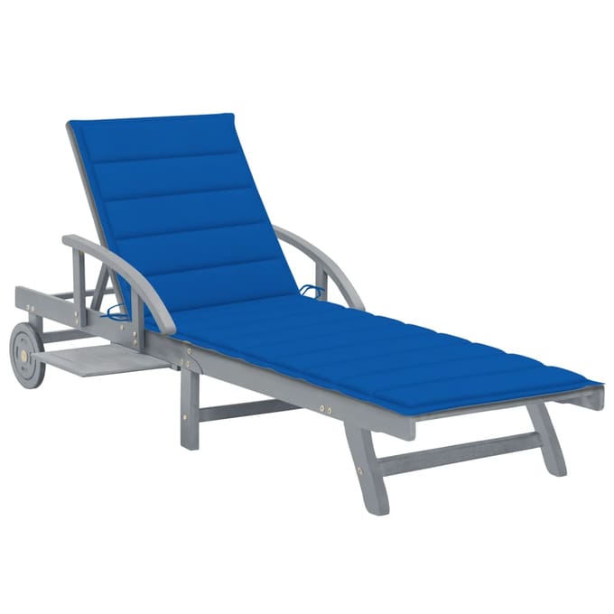 vidaXL - Ligbed - met - kussen - massief - acaciahout