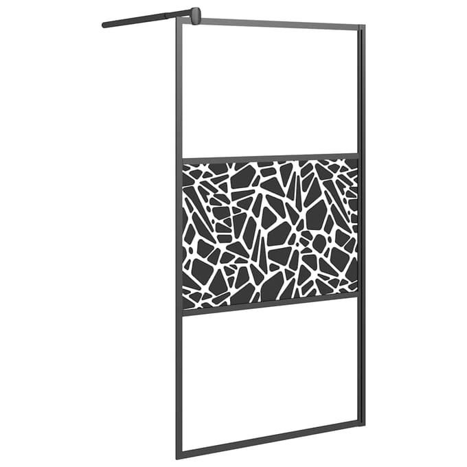 vidaXL - Inloopdouchewand - met - stenenmotief - 100x195 - cm - ESG-glas - zwart
