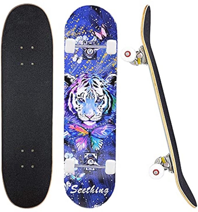 Compleet Skateboard 31" x 8" voor Beginners en Tieners - 7 Laags Esdoorn Deck met Double Kick