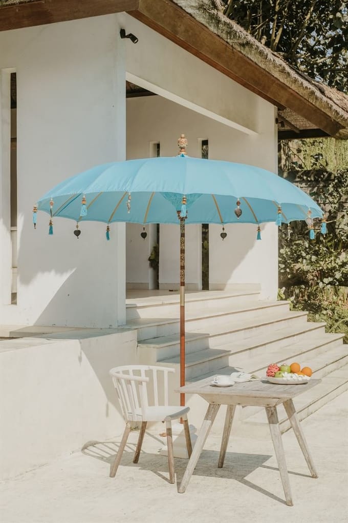 Bali parasol - zeeblauw - 280 cm