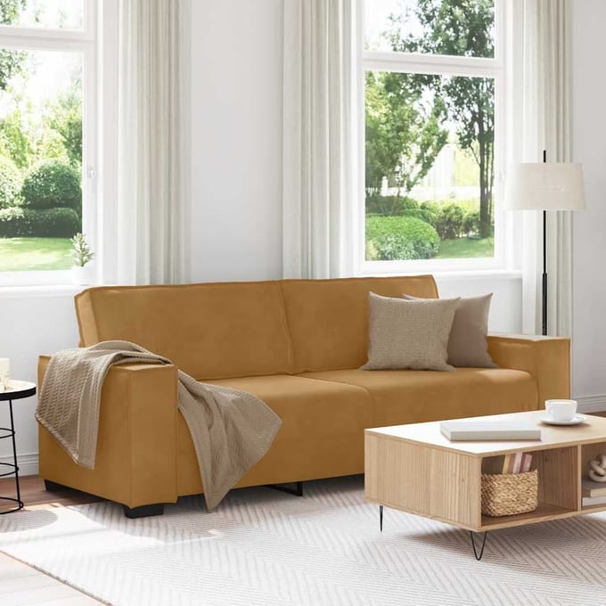 vidaXL - Driezitsbank - 220x78x84 - cm - fluweel - bruin