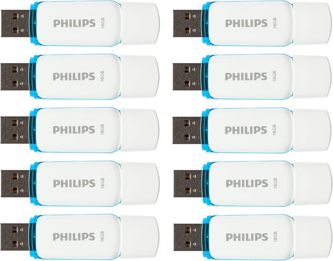 Philips USB stick 2.0 16GB - Snow - Blauw - 10 stuks