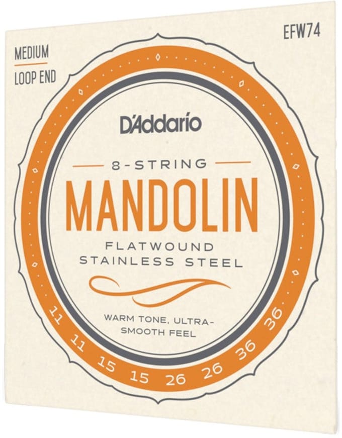 D'Addario EFW74 Flatwound Stainless Steel Medium 11-36 snaren voor mandoline