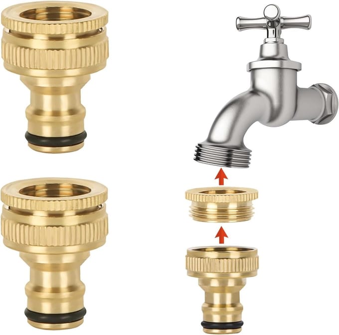 Solidchoice - Messing Tuinslang Adapter Set - 2-in-1 Waterkraan Connectoren