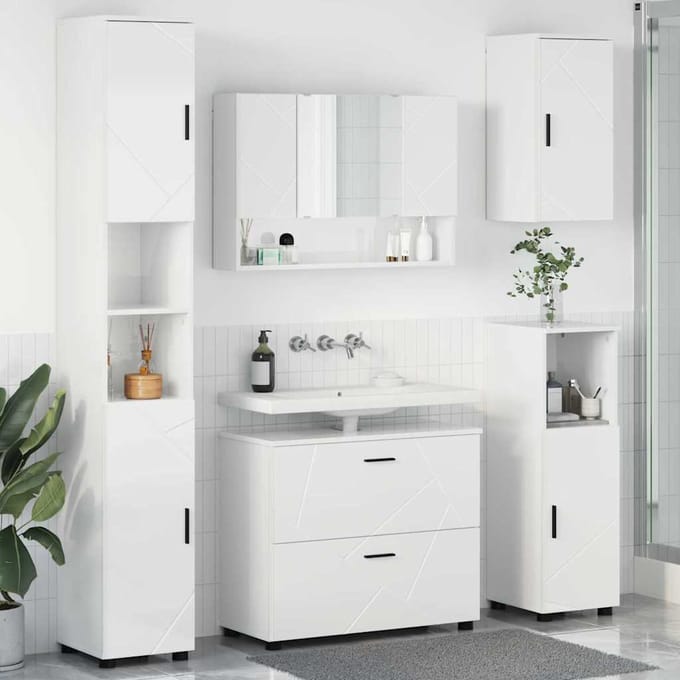 vidaXL - Badkamermeubel - Set - 5 - st - Hoogglans - wit - 35 - x - 30 - x - 192 - cm